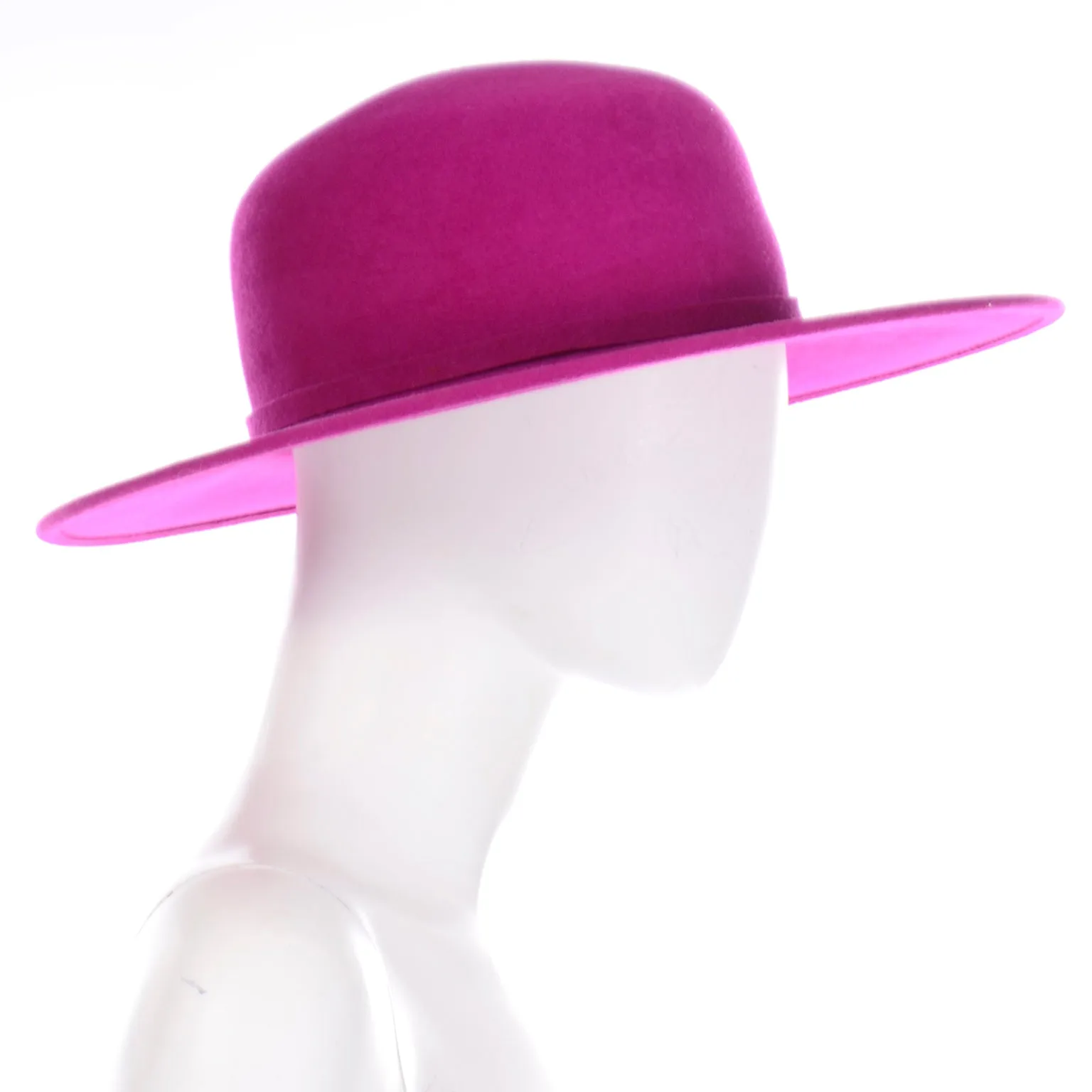 Frank Olive Vintage Fuchsia Felted Wool Wide Brim Hat