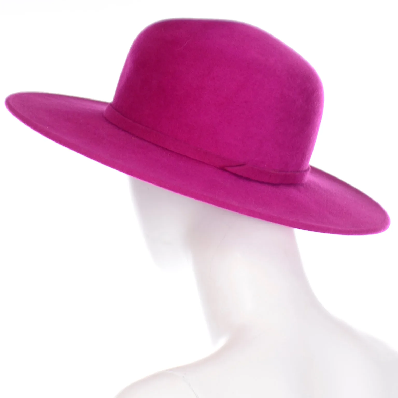 Frank Olive Vintage Fuchsia Felted Wool Wide Brim Hat