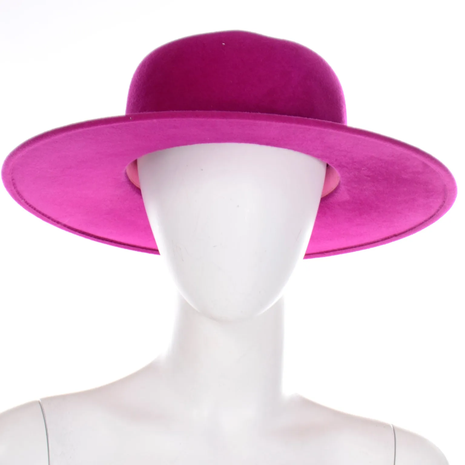 Frank Olive Vintage Fuchsia Felted Wool Wide Brim Hat