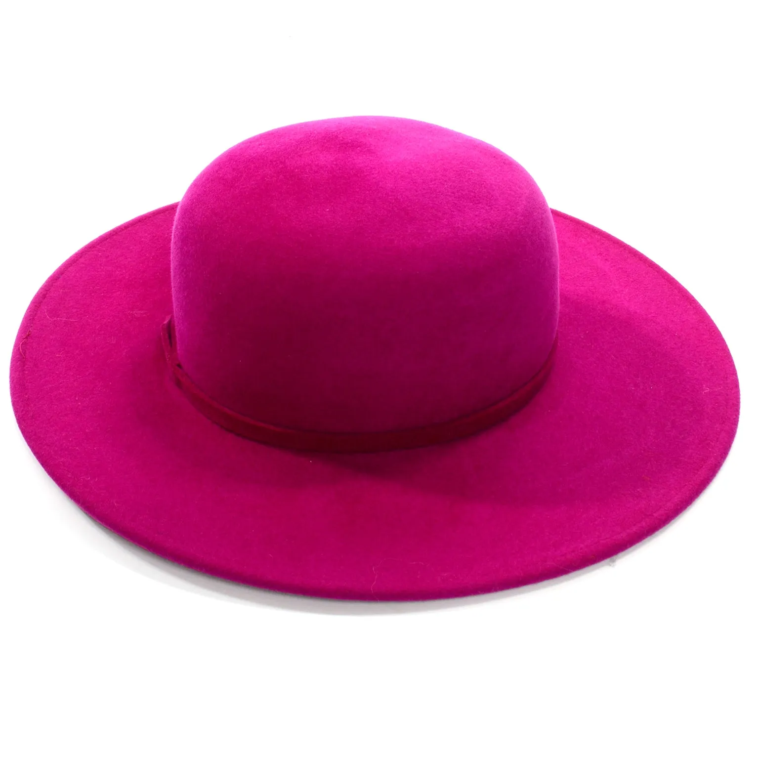 Frank Olive Vintage Fuchsia Felted Wool Wide Brim Hat