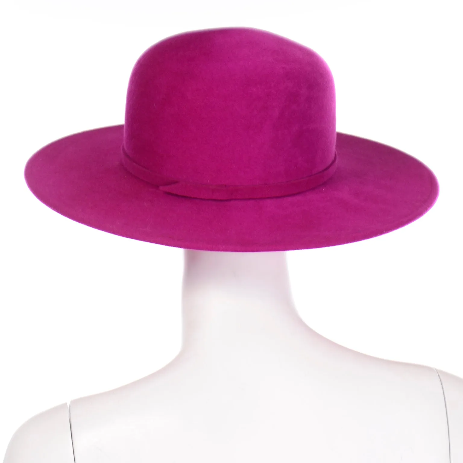 Frank Olive Vintage Fuchsia Felted Wool Wide Brim Hat