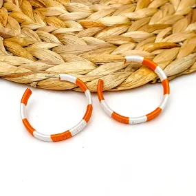 Game Day Glam Colored Hoop Earrings in Orange and White