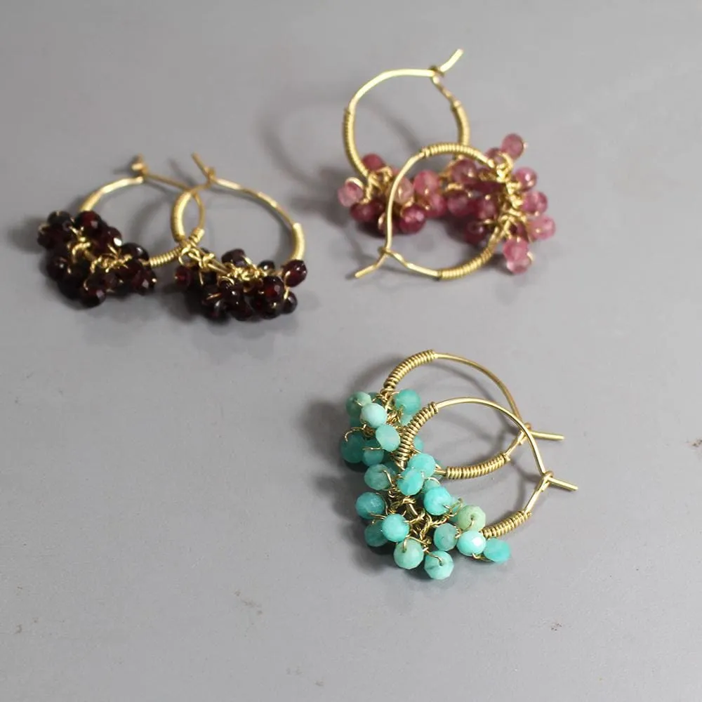 Garnet Bouquet Hoop Earrings