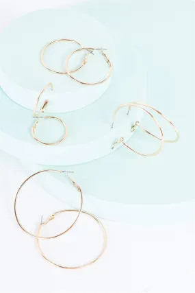 Gold Large To Small Hoop Earrings Set Of Four