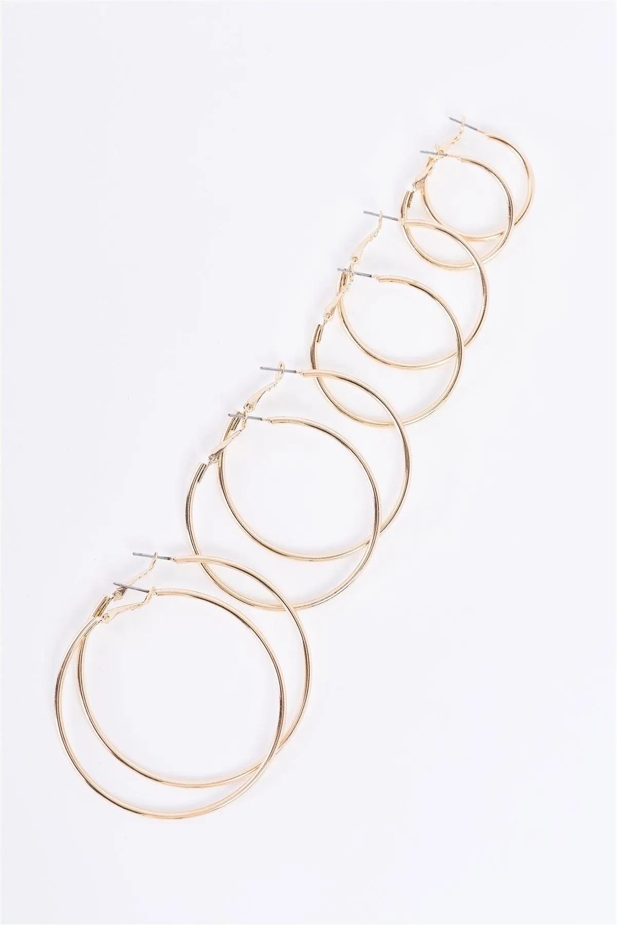 Gold Large To Small Hoop Earrings Set Of Four