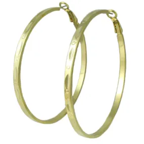 Gold-plated Large Embellished Hoop Pierced Earring - MEC011G