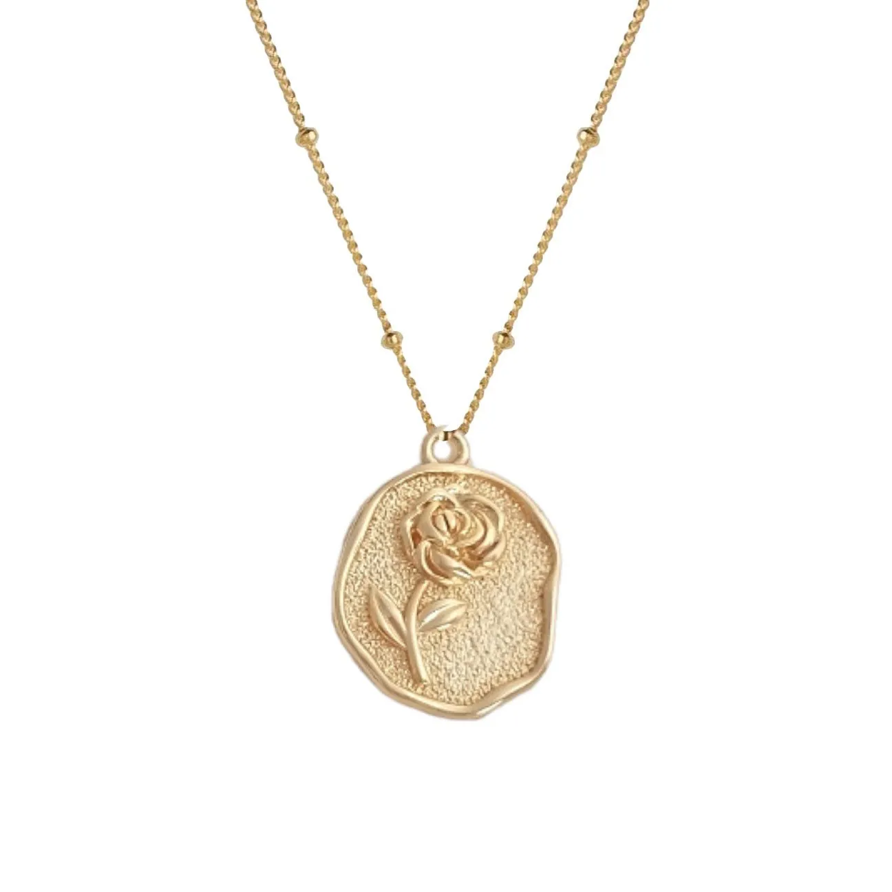 Gold Rose Coin Necklace