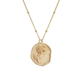 Gold Rose Coin Necklace