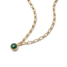 Green Aventurine Chunky Healing Stone Necklace 18ct Gold Plate