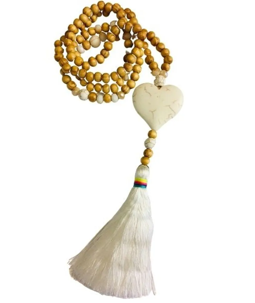 Handcrafted Heart Stone Tassel Necklace