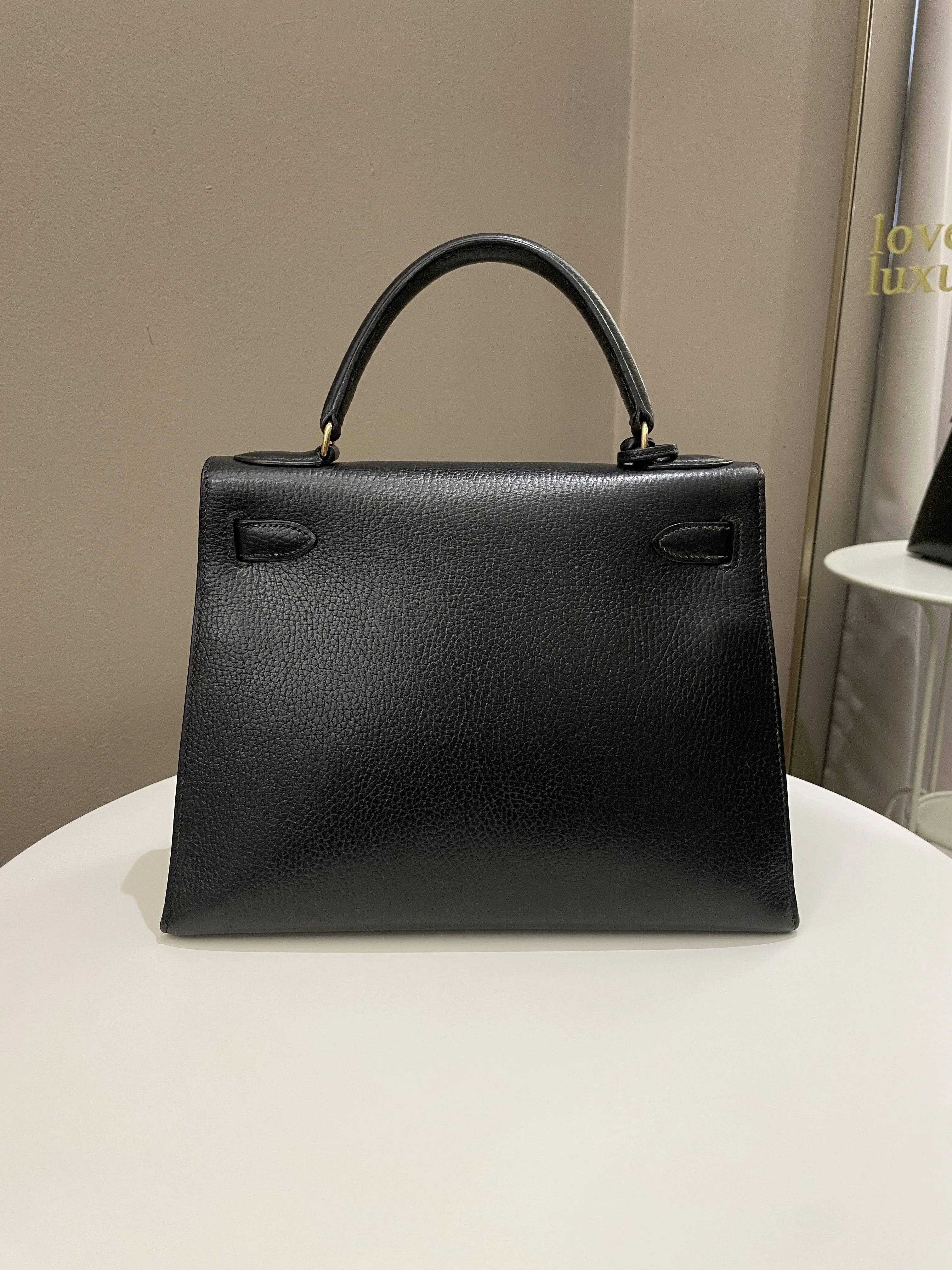 Hermes Vintage Kelly 28 Black Ardennes