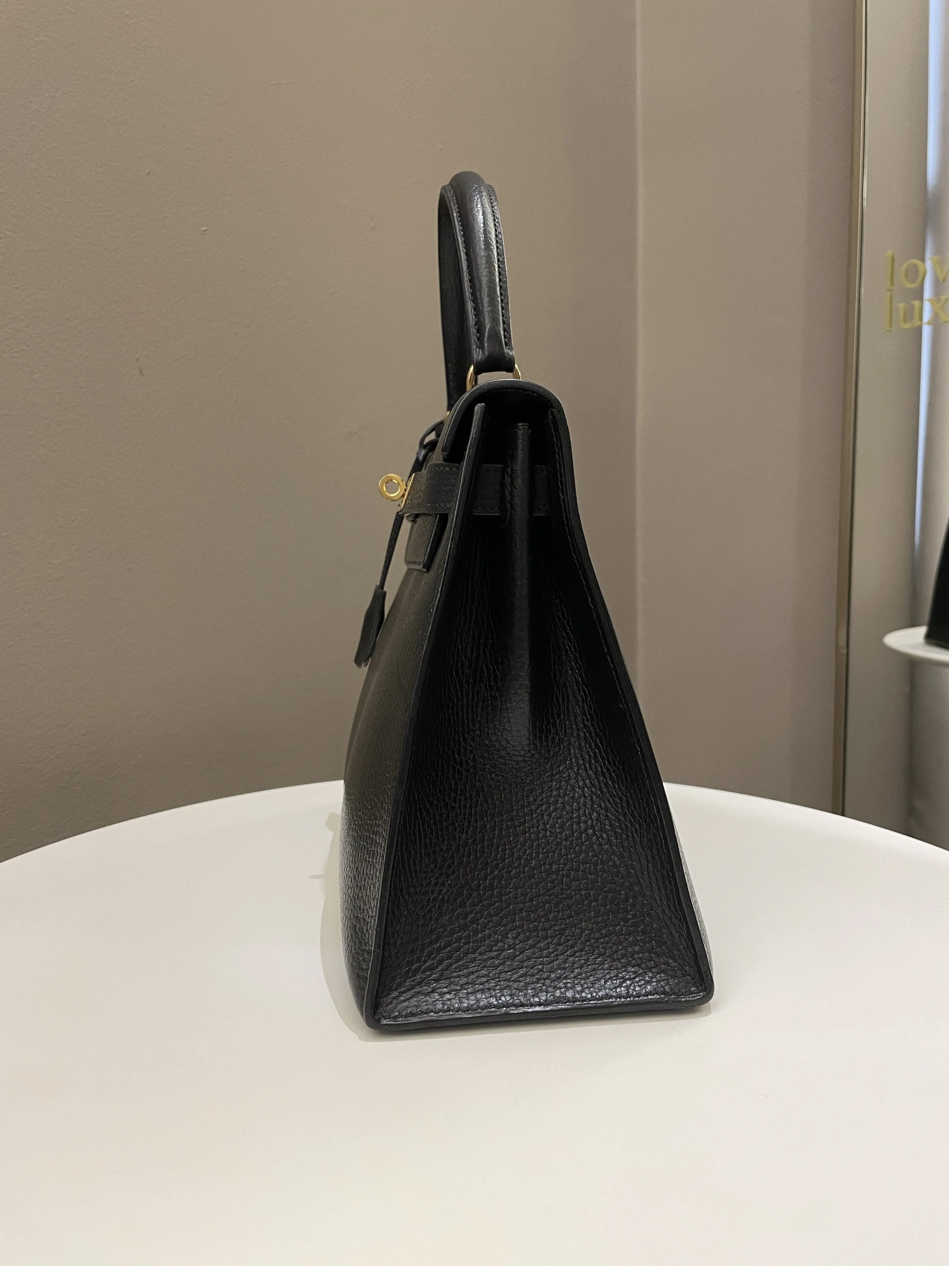 Hermes Vintage Kelly 28 Black Ardennes