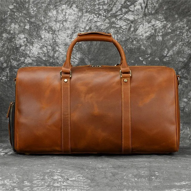 Hot Leather Travel Bag Vintage Leather Duffle Bag With