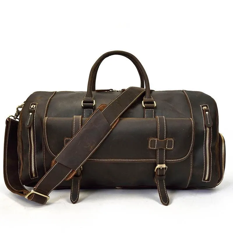 Hot Leather Travel Bag Vintage Leather Duffle Bag With