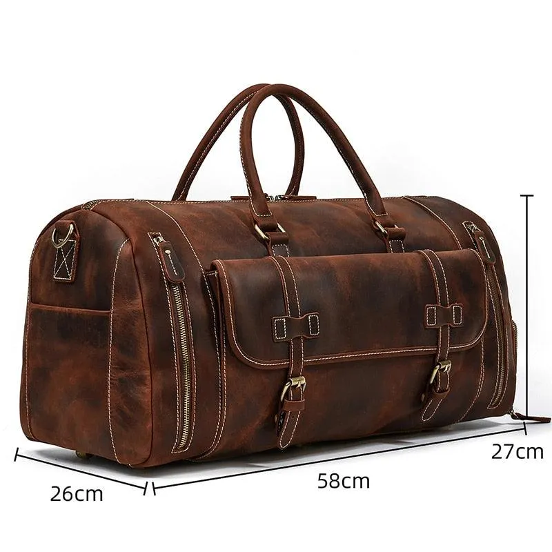 Hot Leather Travel Bag Vintage Leather Duffle Bag With