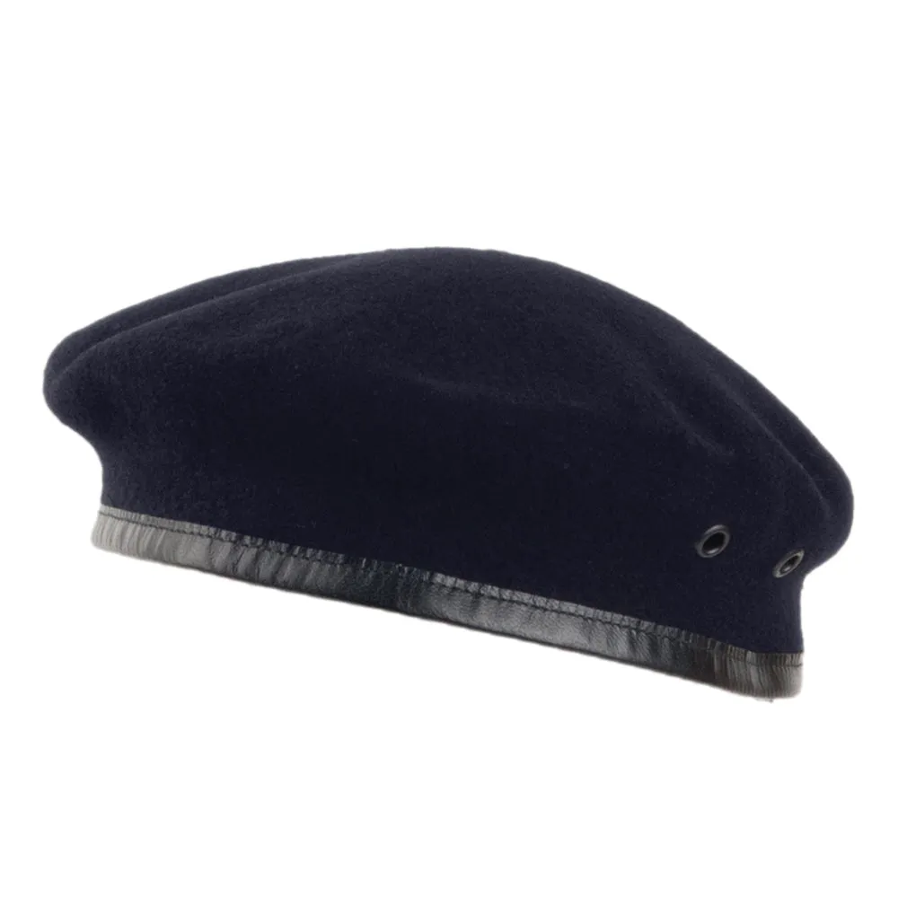 Héritage par Laulhère Hats Merino Wool French Military Beret - Navy Blue