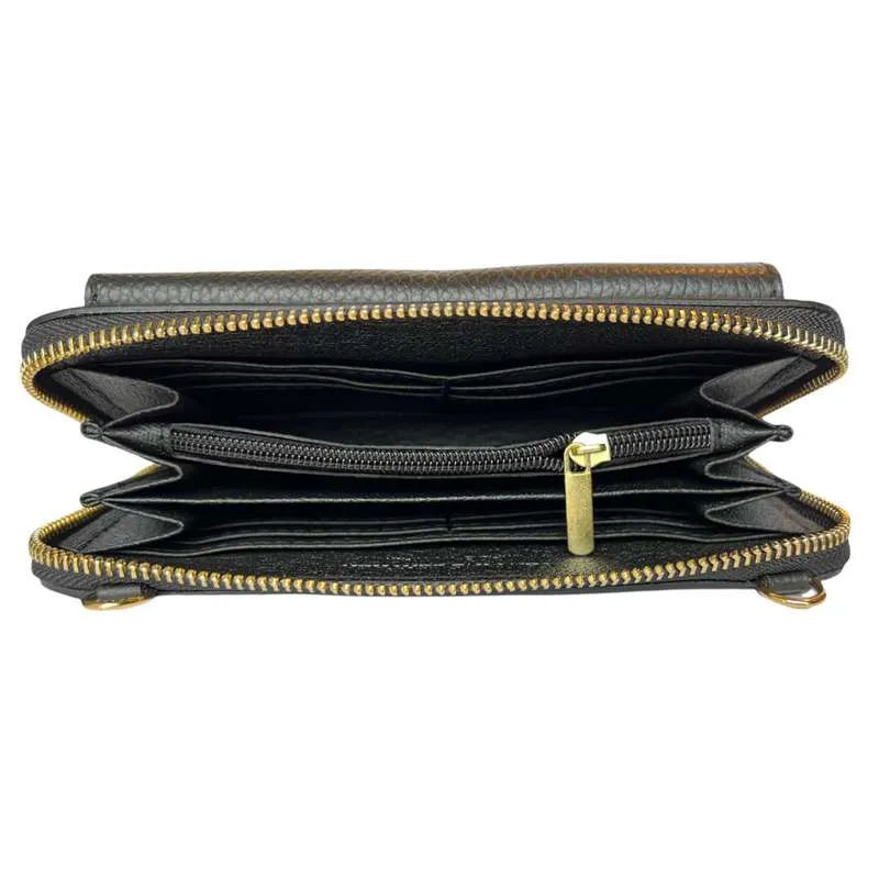 Italian Leather Cross-Body Bag Black