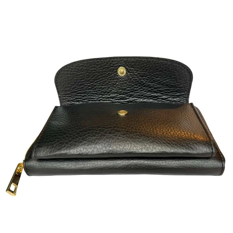 Italian Leather Cross-Body Bag Black