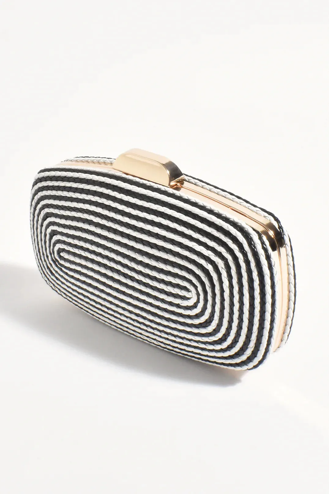 Leela Rope Detail Structured Clutch Black/White