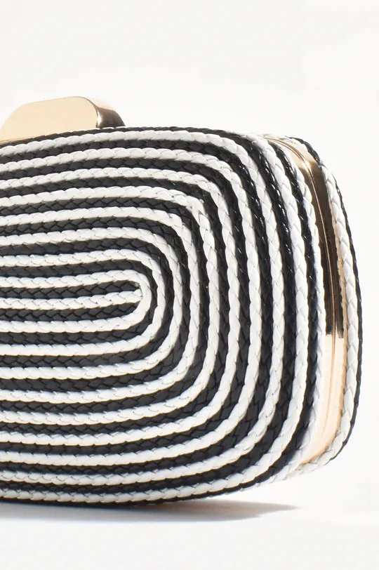 Leela Rope Detail Structured Clutch Black/White