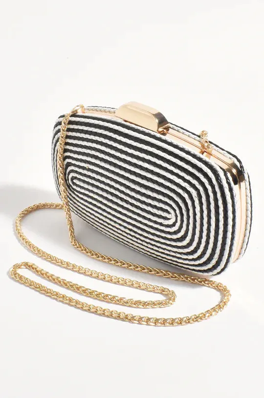 Leela Rope Detail Structured Clutch Black/White