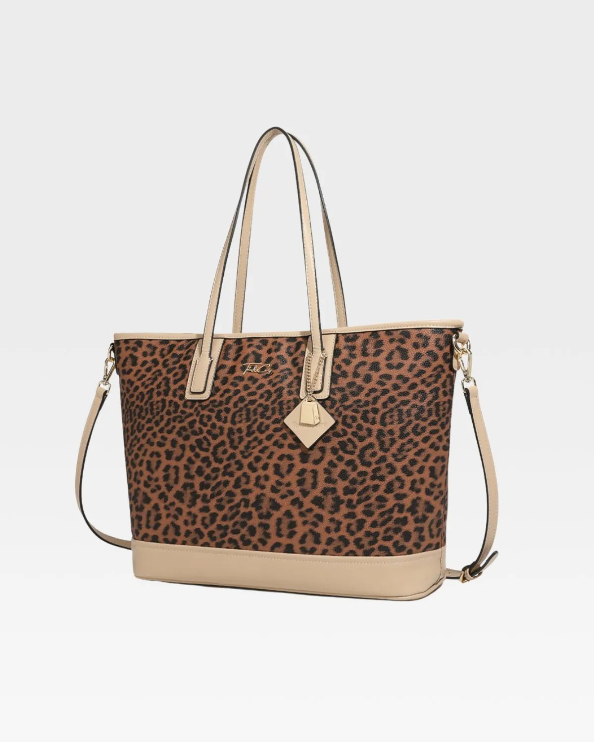 Leopard Print Tote Bag in Beige