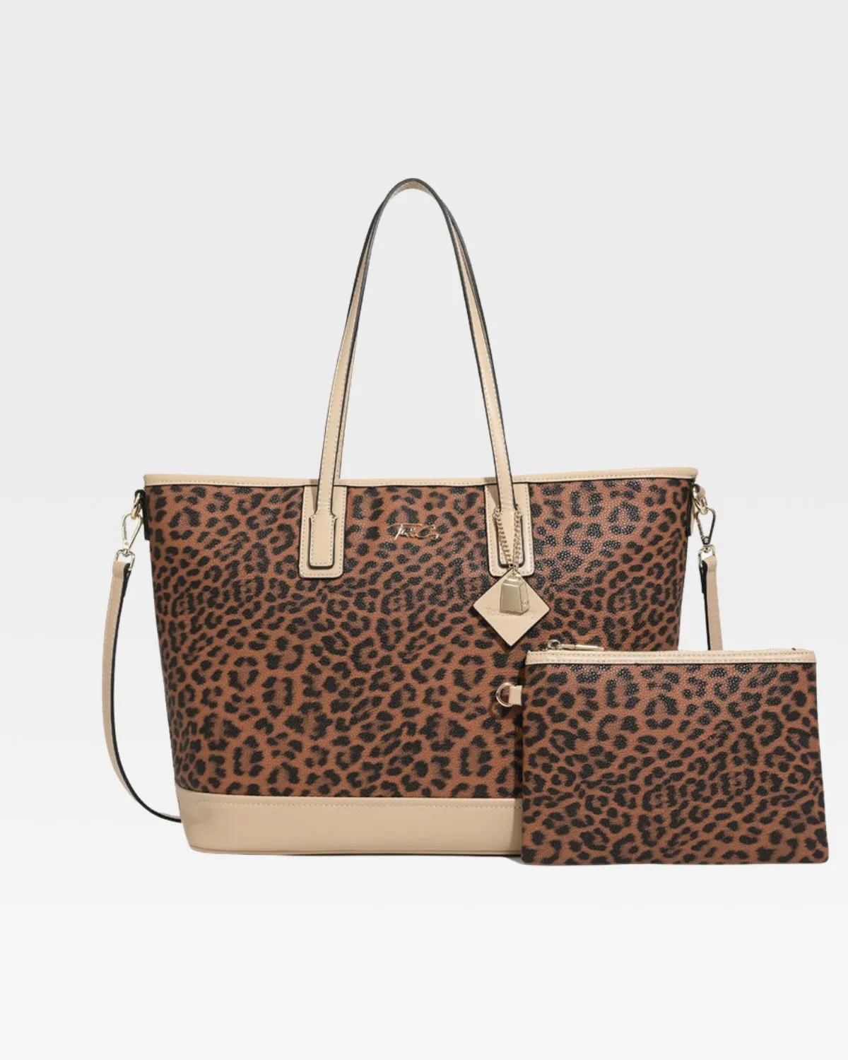 Leopard Print Tote Bag in Beige