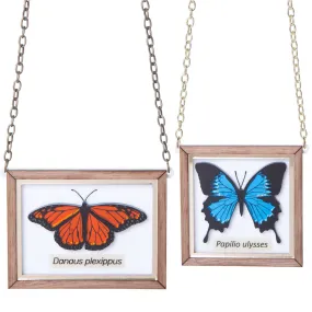 Mounted butterfly necklaces