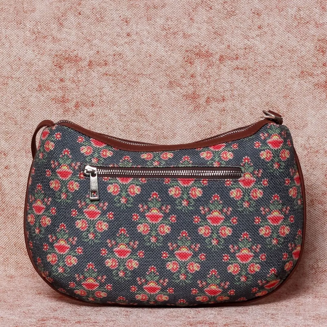 Mughal Garden Print Structured Shoulder Bag