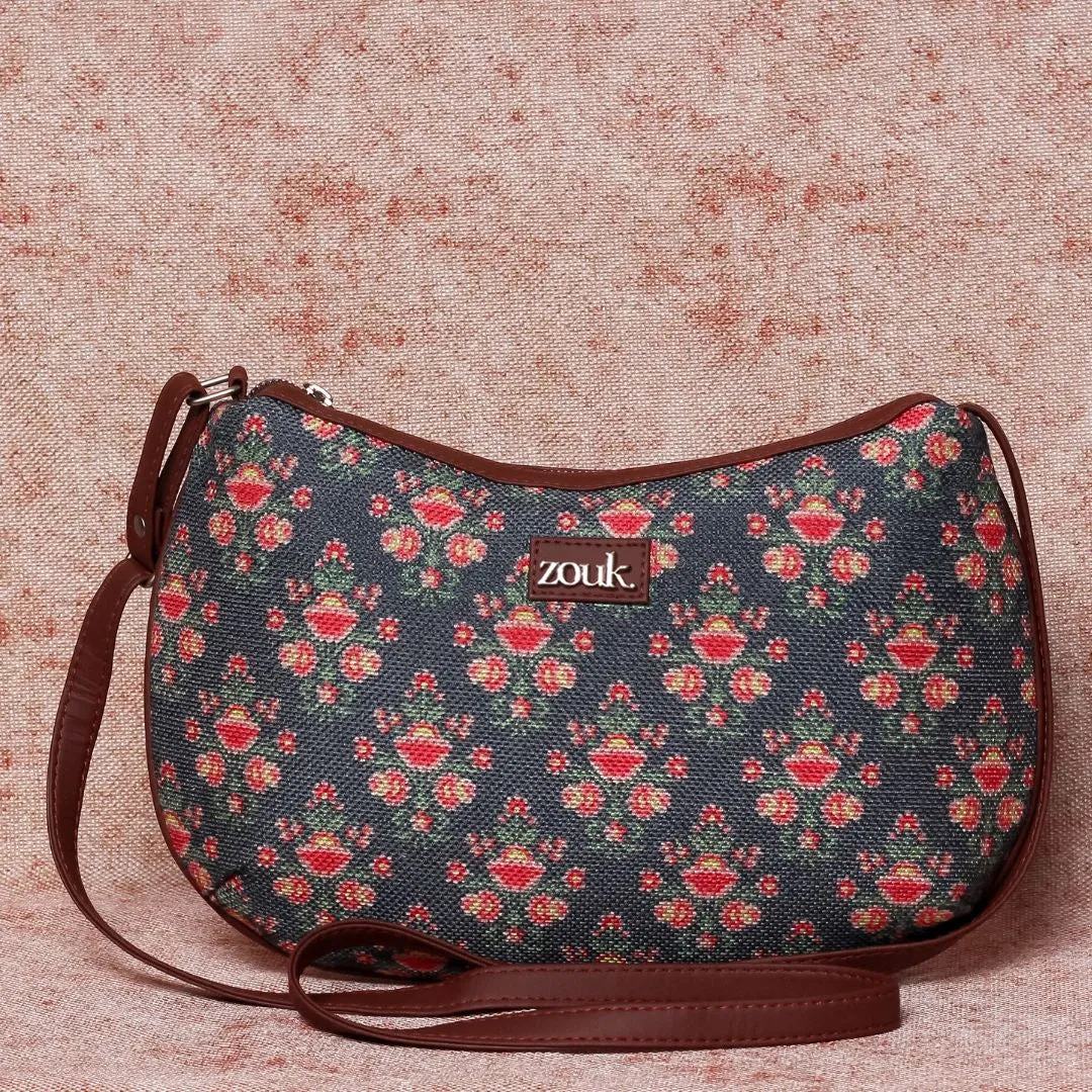 Mughal Garden Print Structured Shoulder Bag