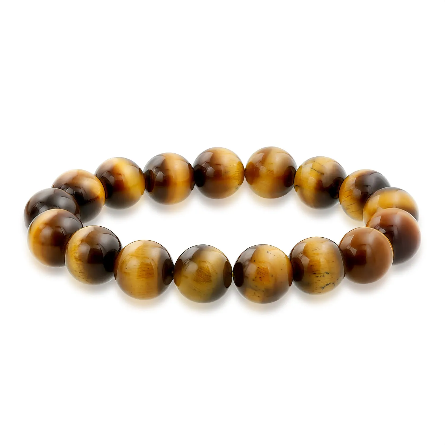 Natural Multi Color 12MM Bead Semi Precious Gemstone Stretch Bracelet for Men