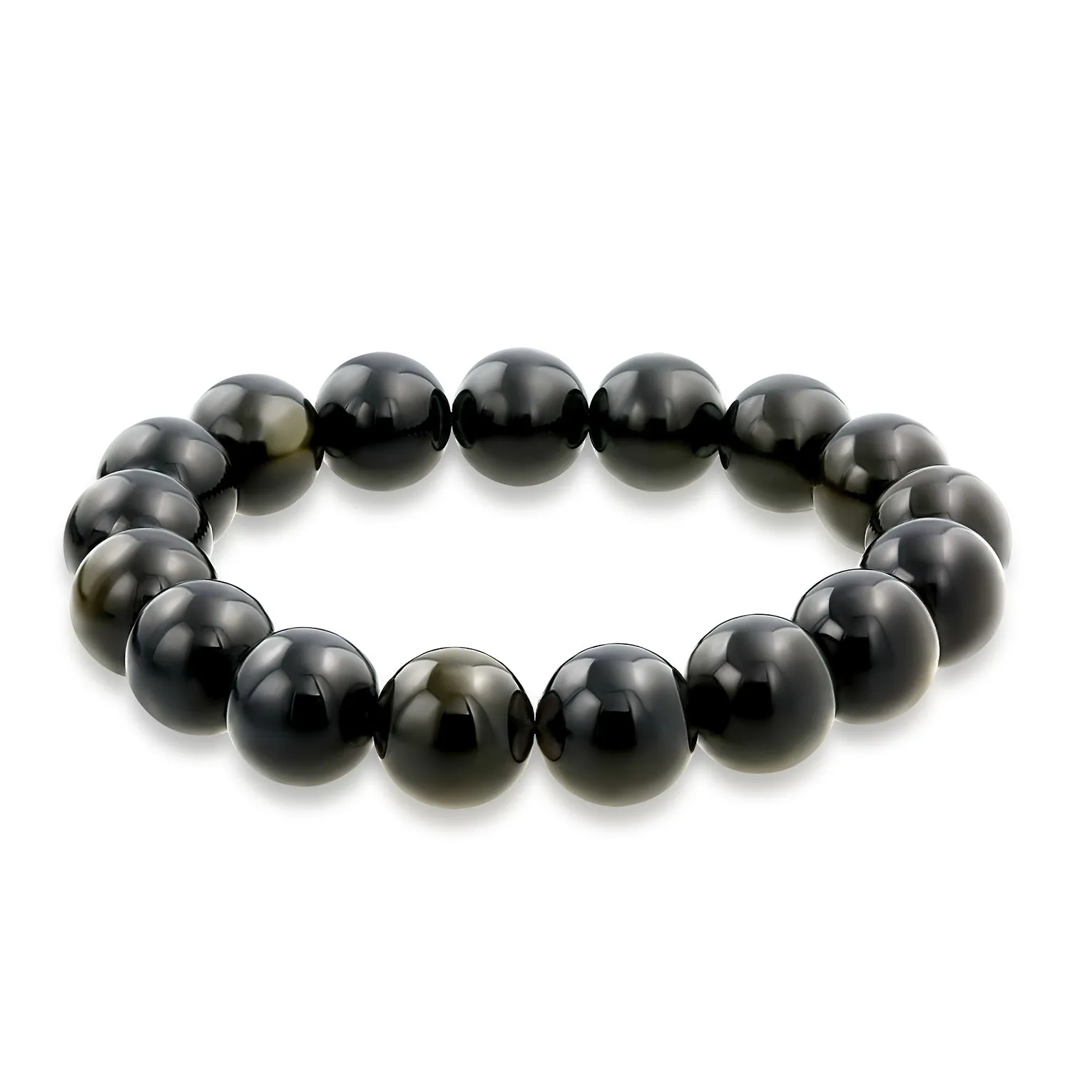 Natural Multi Color 12MM Bead Semi Precious Gemstone Stretch Bracelet for Men