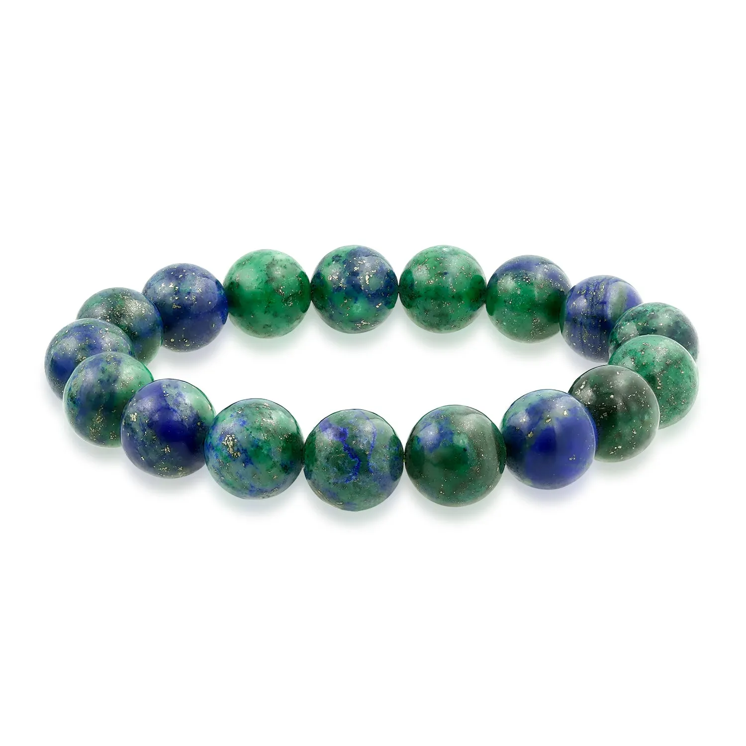 Natural Multi Color 12MM Bead Semi Precious Gemstone Stretch Bracelet for Men