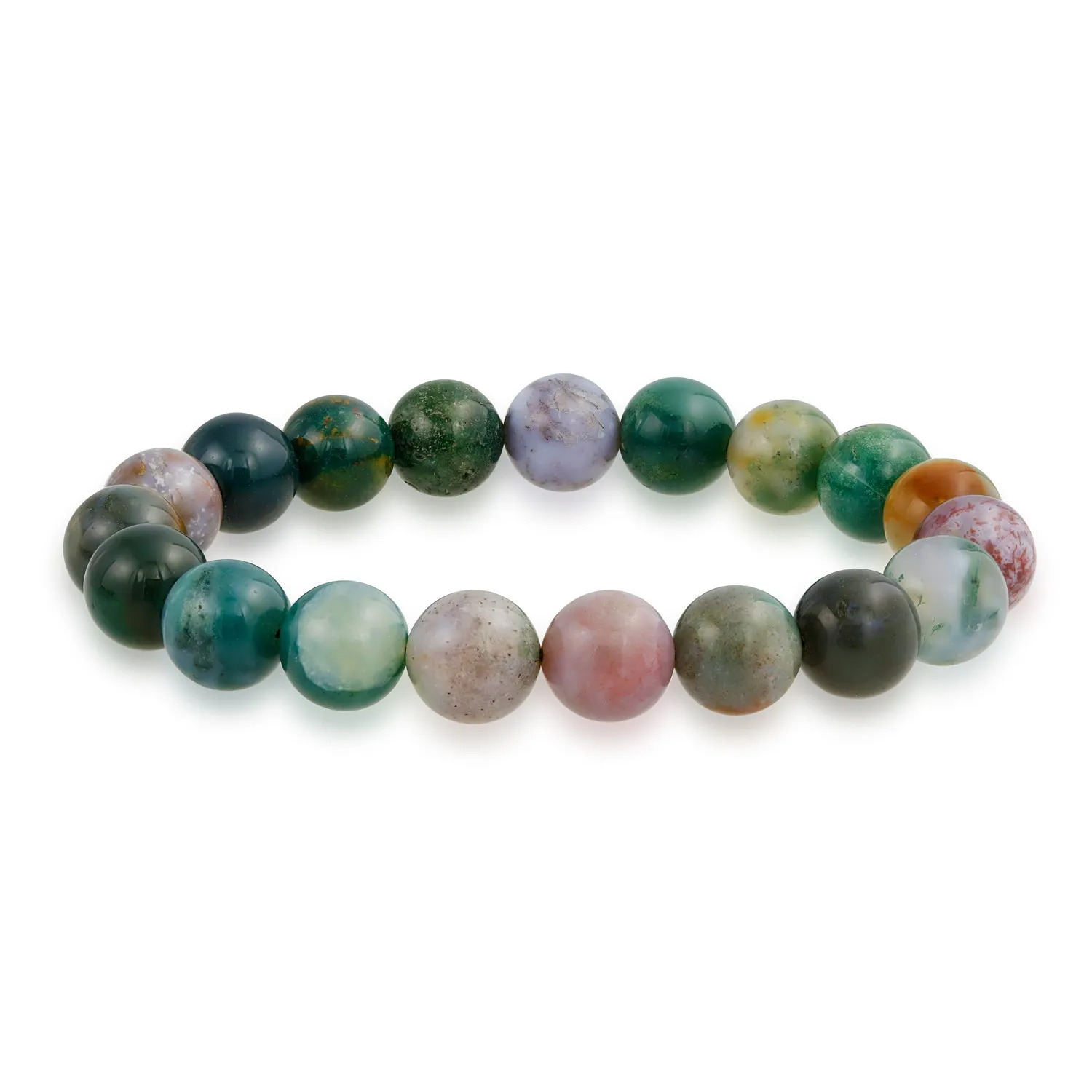 Natural Multi Color 12MM Bead Semi Precious Gemstone Stretch Bracelet for Men