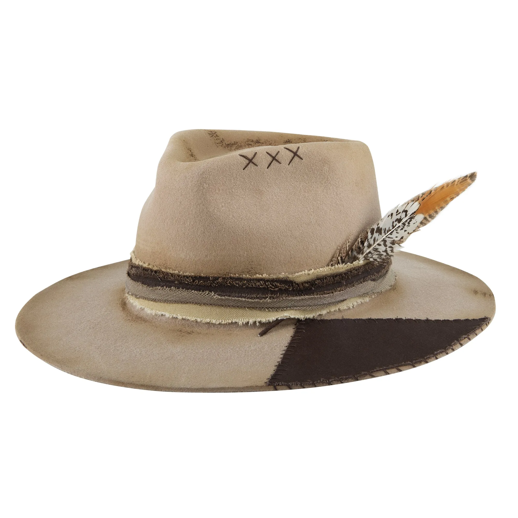 Nexus - Mixed Colored Band Binding Distressed Fedora Hat