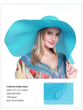 Oversized Wide Brim Hat-Aqua