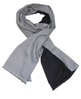 Pashmina Cashmere Silk Woven Double Face Scarf Dark Grey Silver