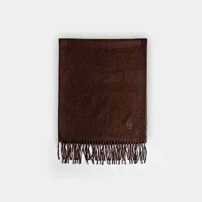 Plain Chocolate Wide Width Pure Cashmere Scarf