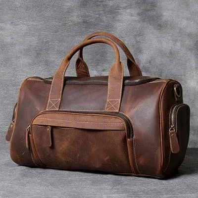 Professional Business Travel Bag For Men Leather Duffel