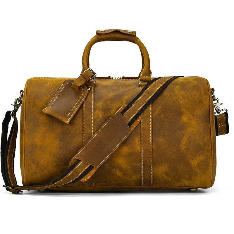 Professional Business Travel Bag For Men Leather Duffel