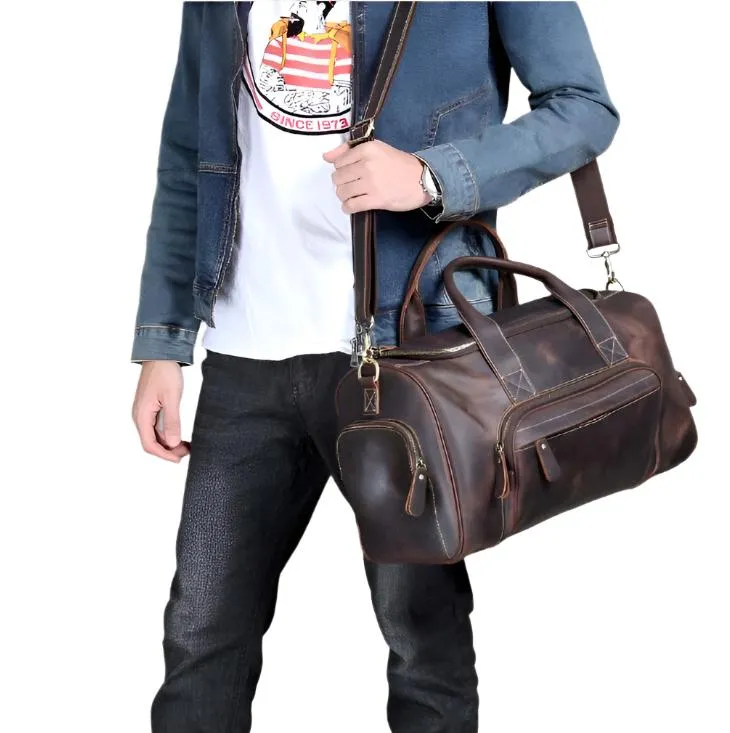 Professional Business Travel Bag For Men Leather Duffel