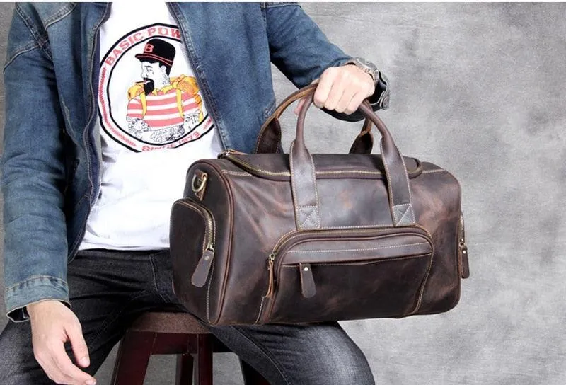 Professional Business Travel Bag For Men Leather Duffel