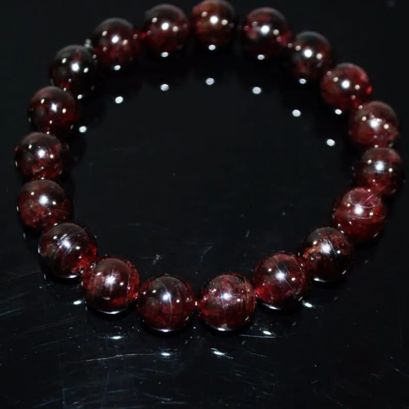 Red Garnett Gemstone Unisex / Men's Stretch Bracelets