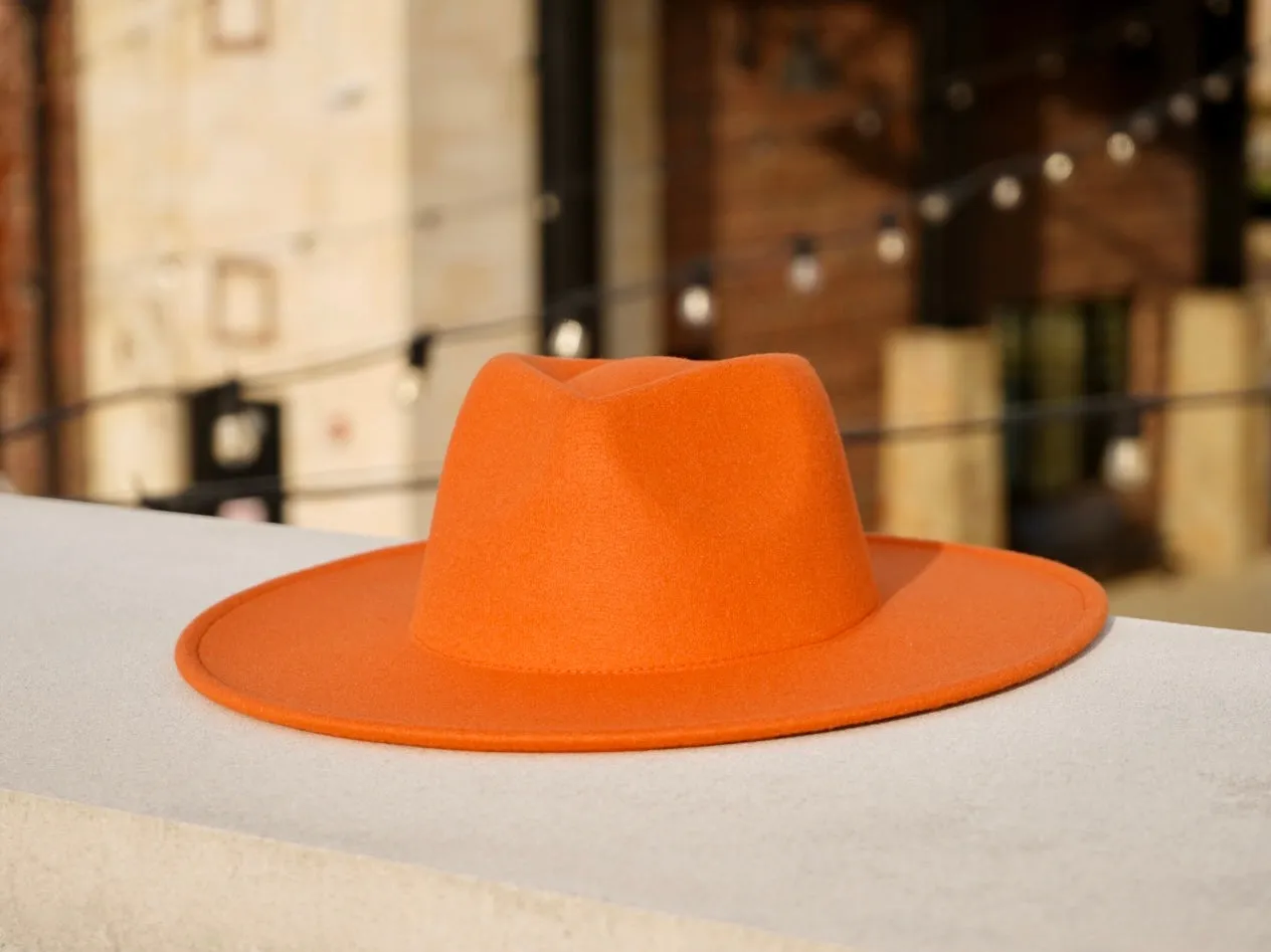 Savannah Wide Brim Fedora - Orange