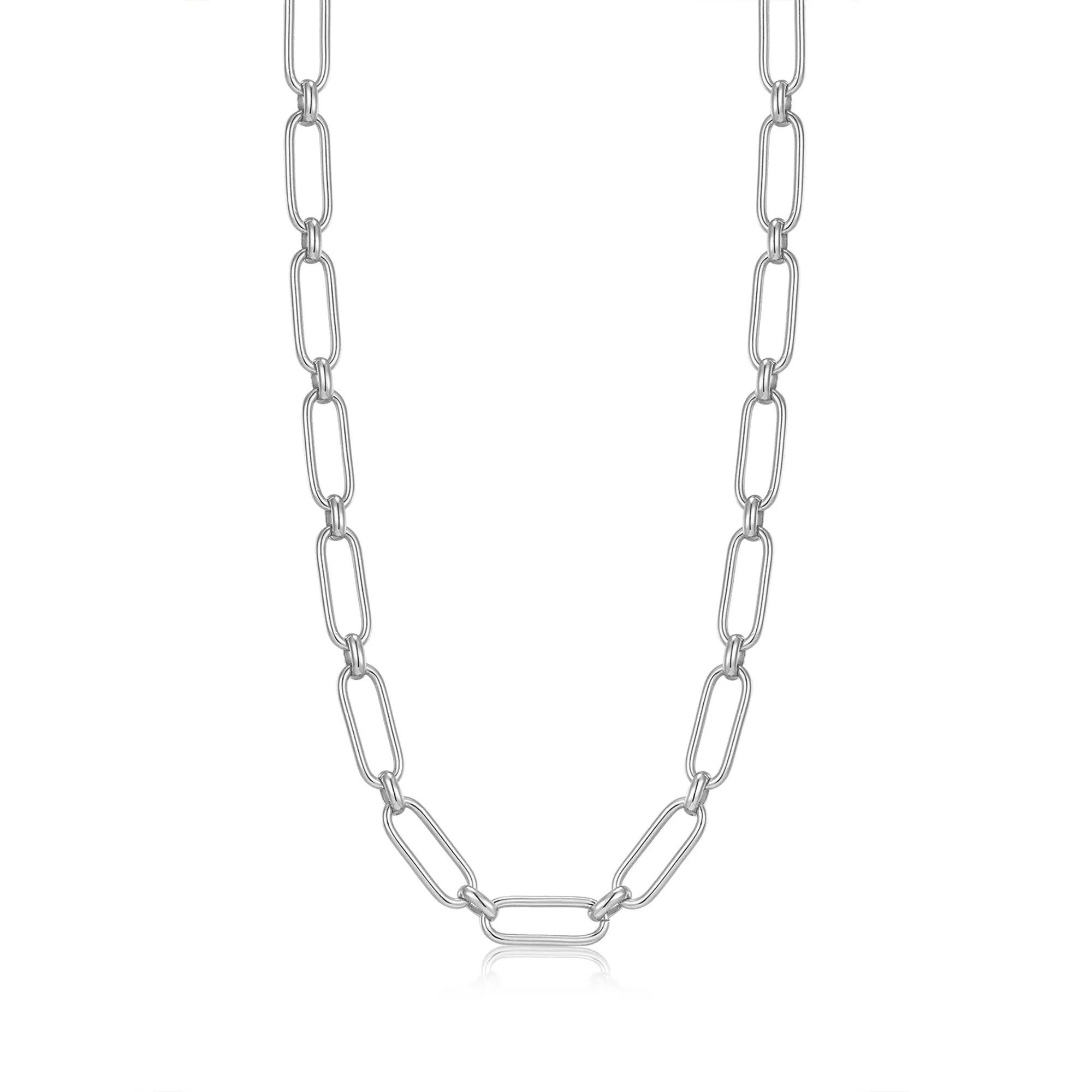 Silver Cable Connect Chunky Chain Necklace