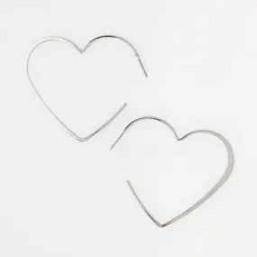 Silver Heart Hoop Earrings