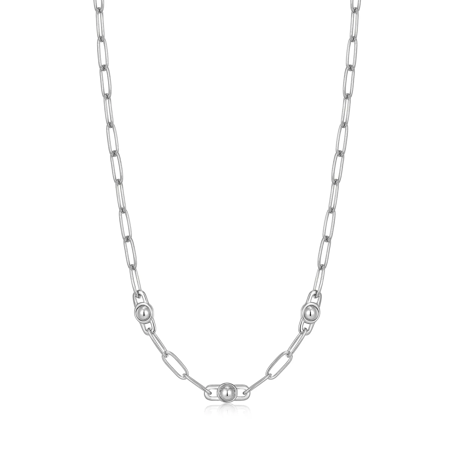 Silver Orb Link Chunky Chain Necklace