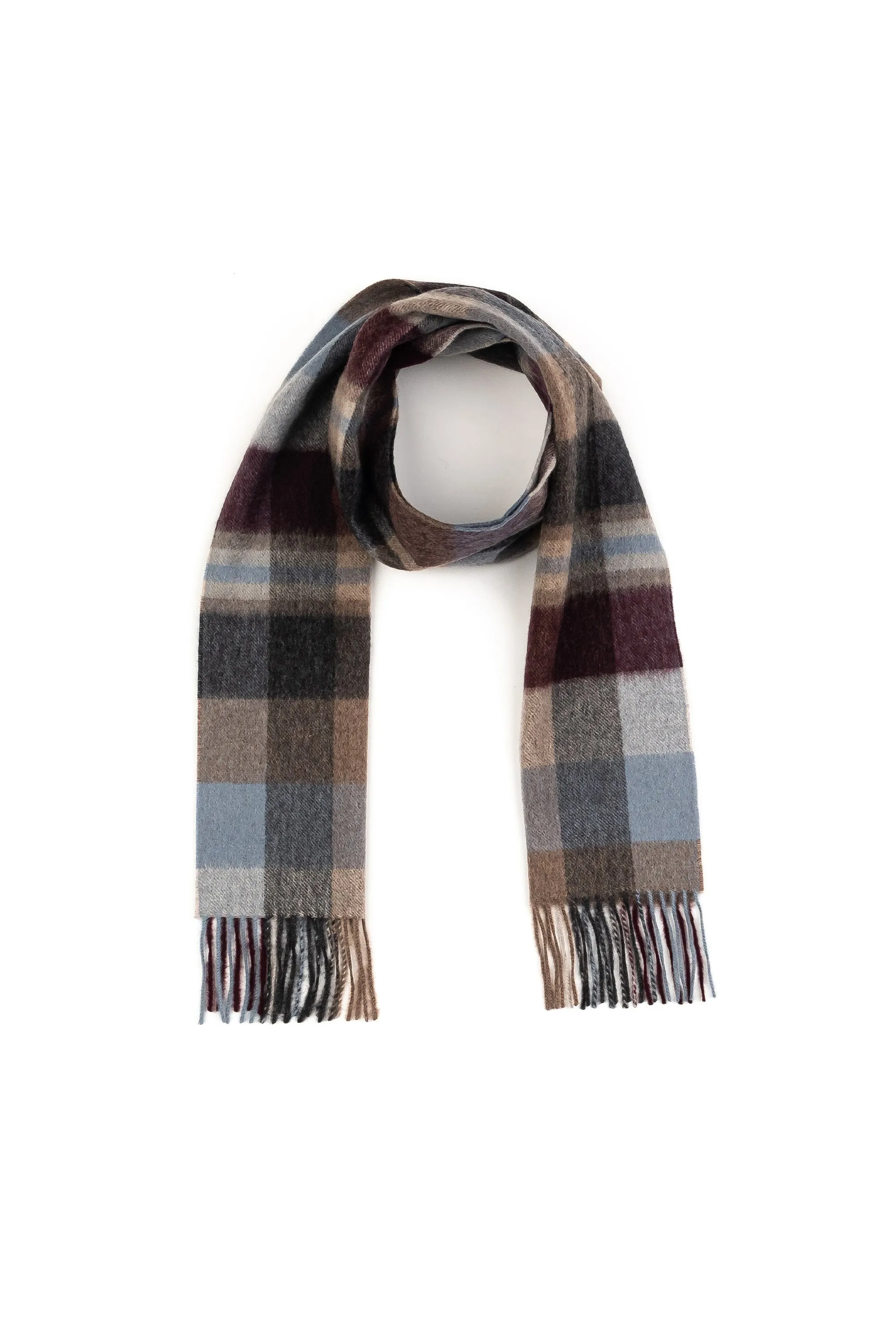 Square Check Cashmere Scarf - Damson