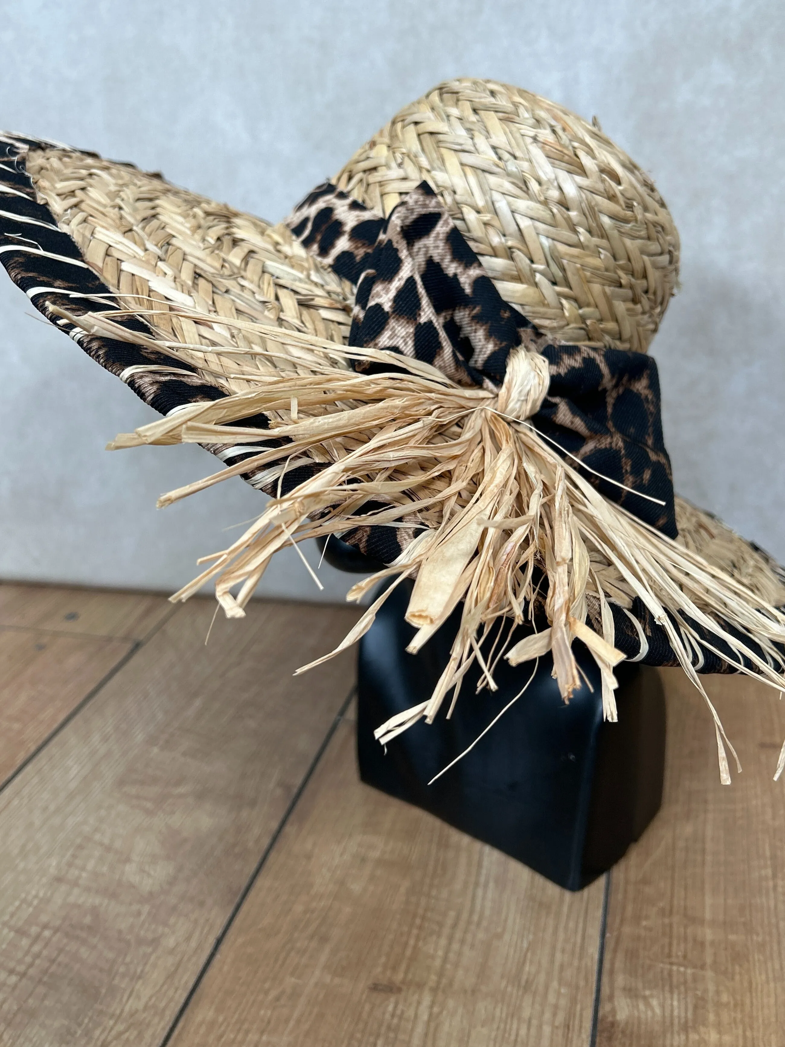 Straw Leopard Print Hat