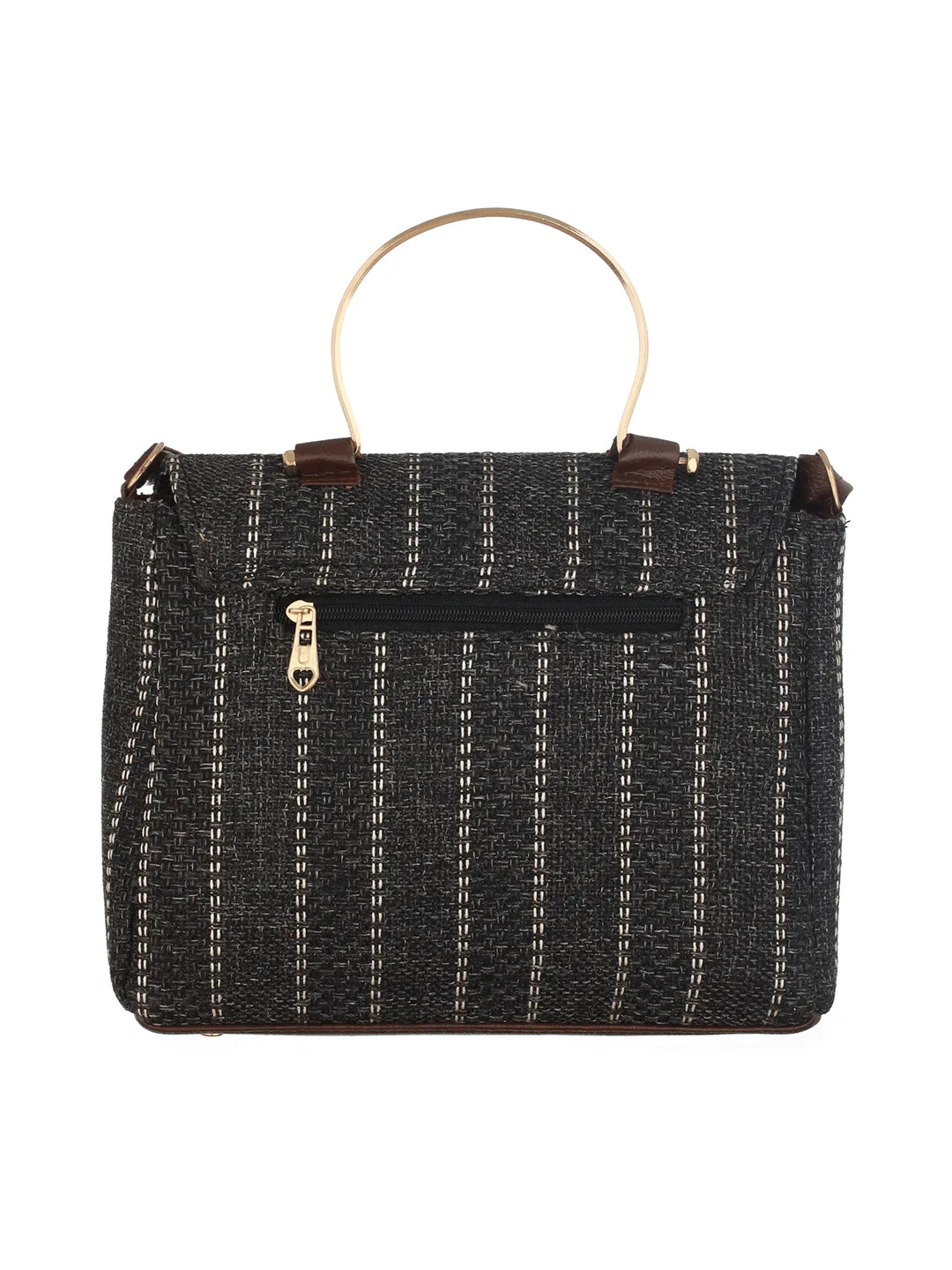 Striped Structured Handheld Bag